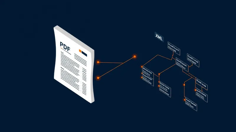 Illustration zweier Rechnungsdokumente, eines als PDF, eines als XML-Struktur