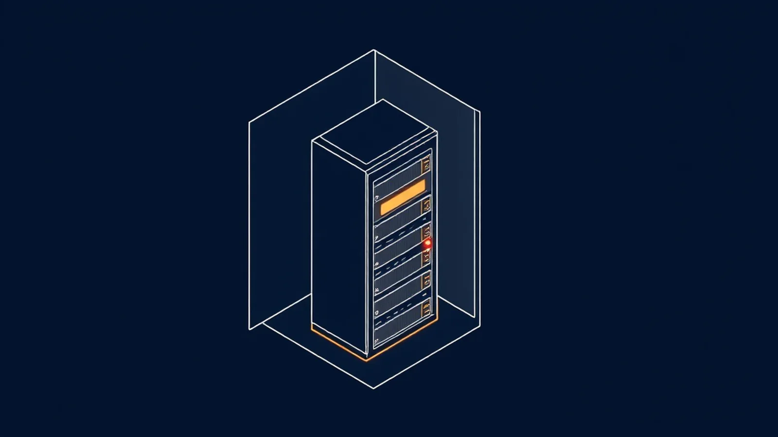 Illustration eines Serverschranks in einem Unternehmensgebäude