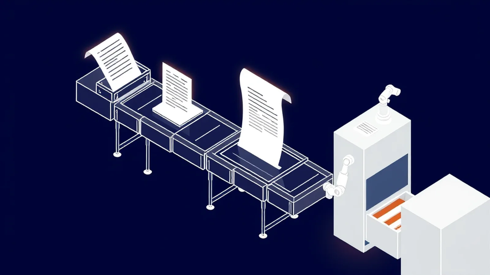 Illustration eines Dokumentenflusses von einem Posteingang zu mehreren Zielsystemen